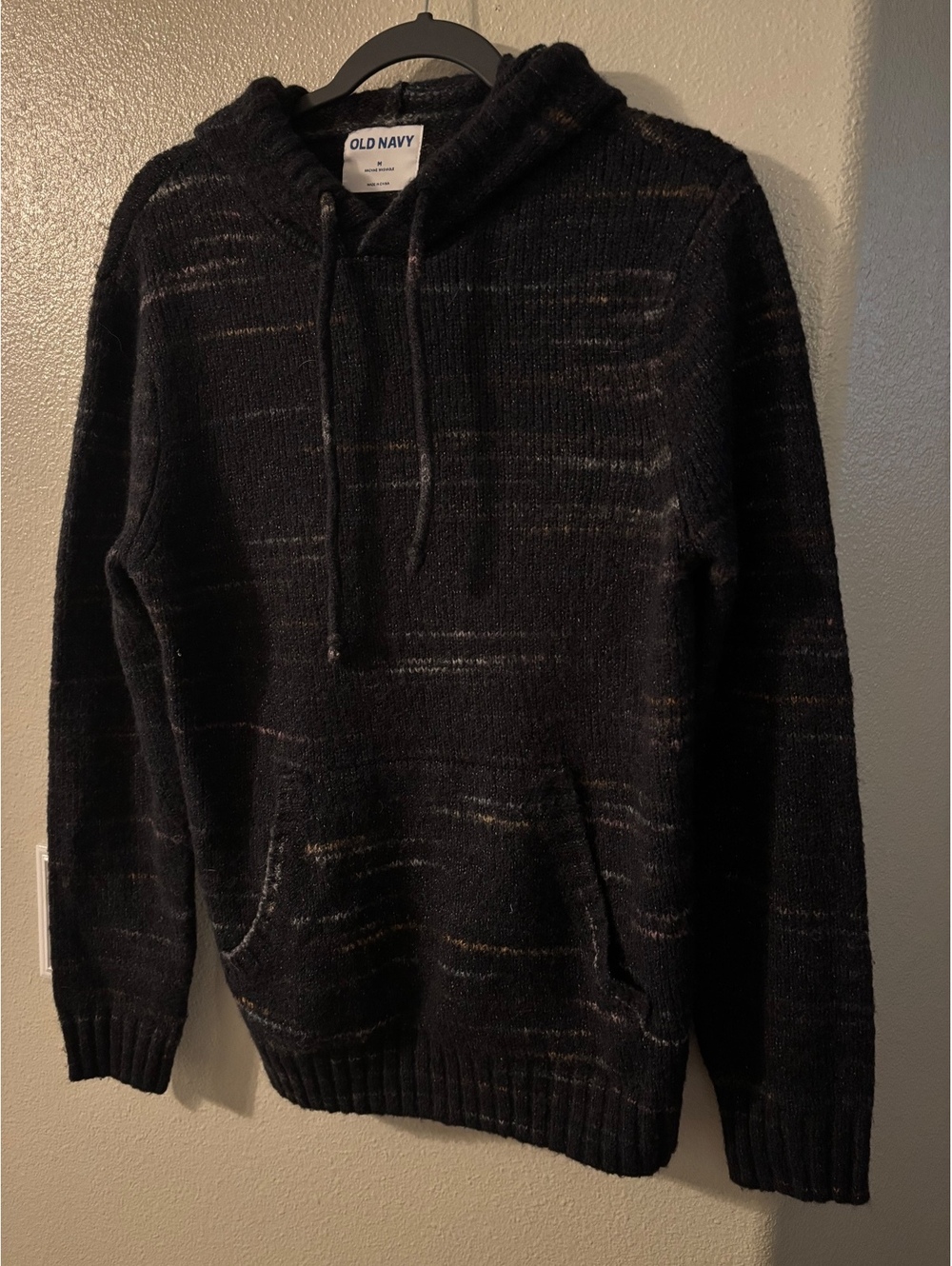 Old Navy Dark Space Dye Marled Knit Hooded Sweater M